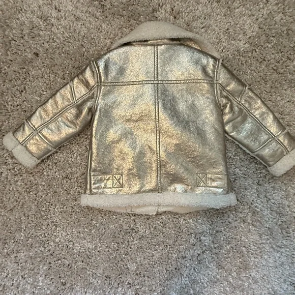 GAP Silver Shearling Moto Jacke